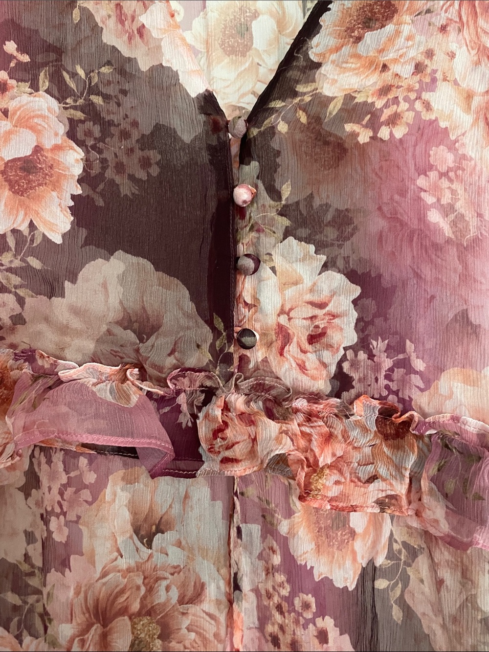 Johnny Was Sheer Floral Maxi Dress, 100% Silk - Picture 6 of 10